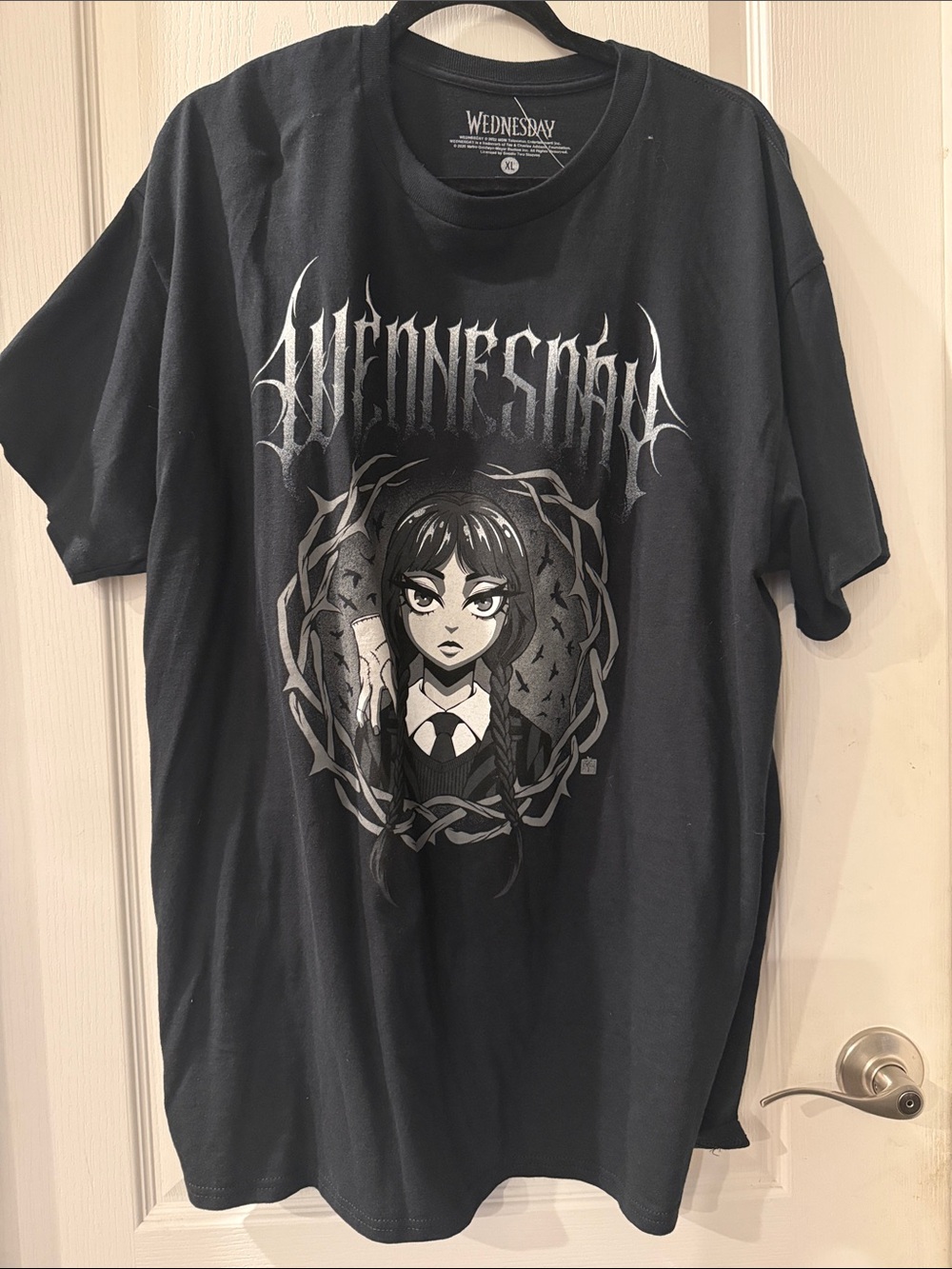 Black Graphic Tee with Wednesday Adam’s
